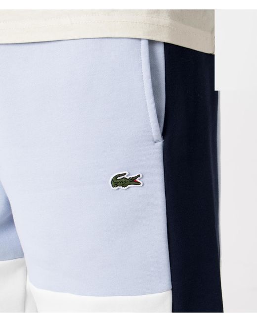 Lacoste White Regular Fit Brushed Fleece Colourblock Sweat Shorts for men