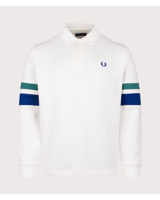 Fred Perry Blue Regular Fit Tipped Sleeve Collared Sweatshirt for men