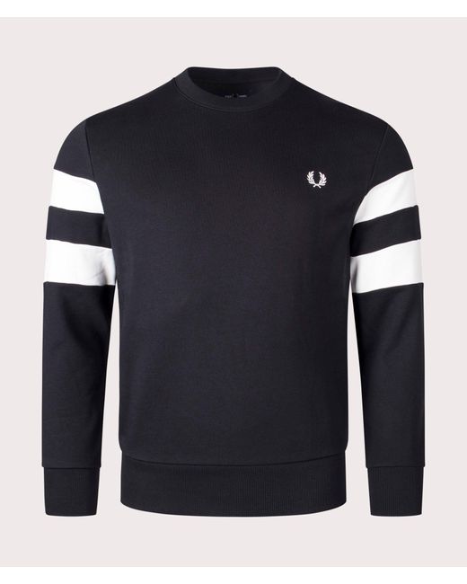 Fred Perry Blue Twin Tipped Sleeve Sweatshirt for men