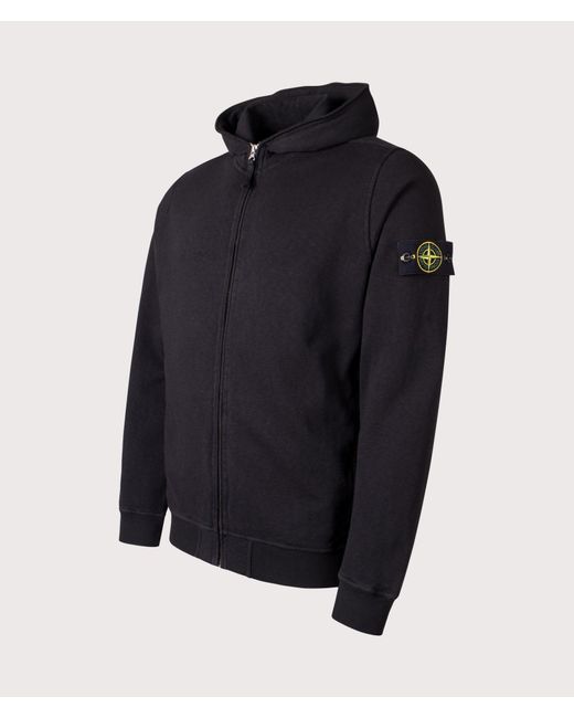 Stone Island Blue Malfilé 'Old' Treatment Full Zip Hoodie for men