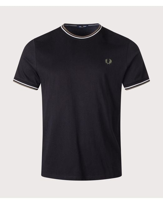 Fred Perry Black Regular Fit Twin Tipped T-Shirt for men