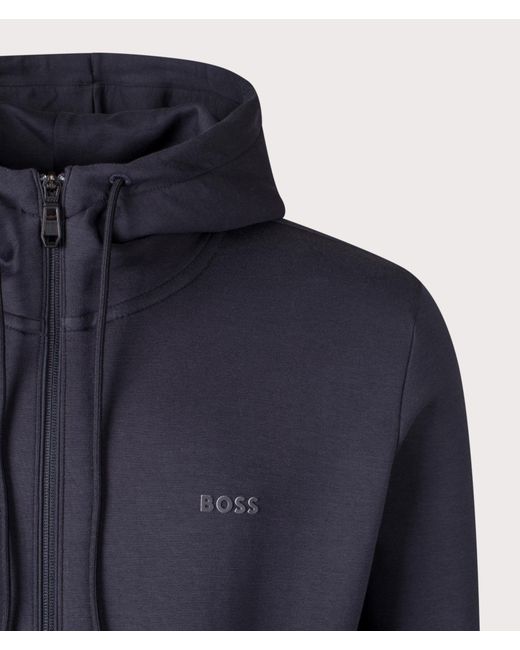 Boss Blue Regular Fit Zip Through Saggy Hoodie for men