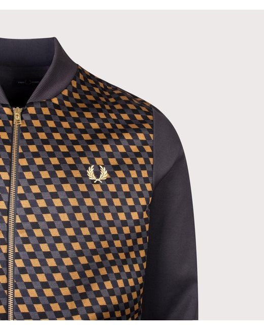 Fred Perry Gray Regular Fit Geometric Track Jacket for men