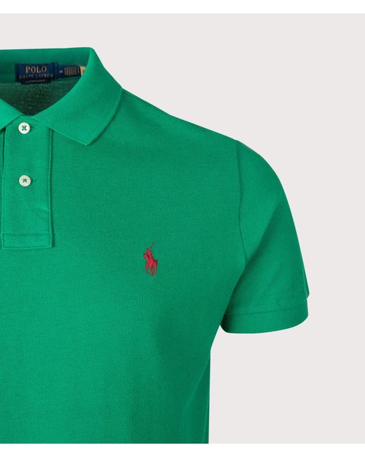 Polo Ralph Lauren Green Custom Slim Fit Mesh Polo Shirt for men