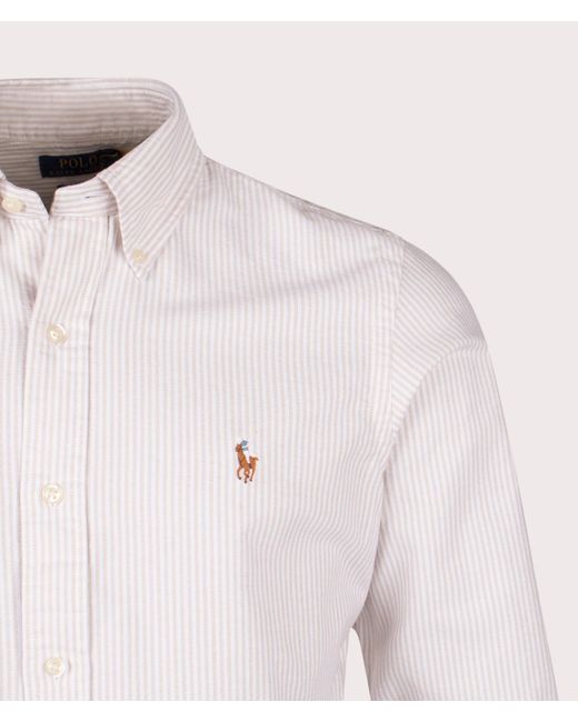 Polo Ralph Lauren Pink Custom Fit Striped Oxford Shirt for men