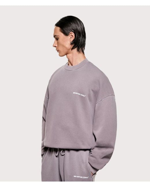 MKI Miyuki-Zoku Purple Oversized Uniform Crewneck Sweatshirt for men