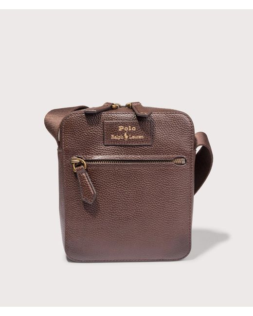 Polo Ralph Lauren Brown Pebbled Leather Crossbody Bag for men