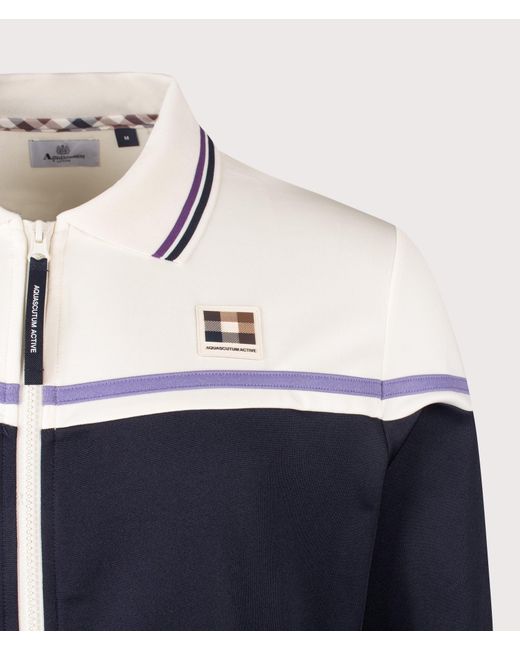 Aquascutum Blue Polo Collar Track Top for men