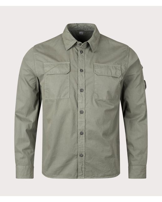 C P Company Green Gabardine Pocket Shirt for men