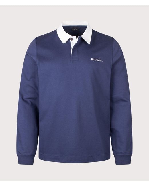 Paul Smith Blue Casual Fit Ps Logo Rugby Top for men