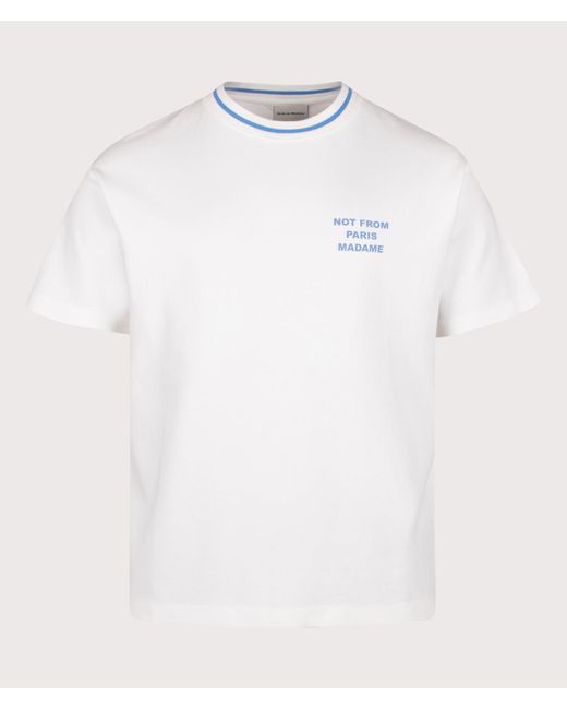 Drole de Monsieur White Relaxed Fit Sport Slogan T-Shirt for men