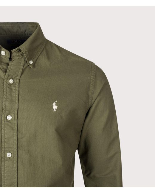 Polo Ralph Lauren Green Custom Fit Garment-Dyed Oxford Shirt for men