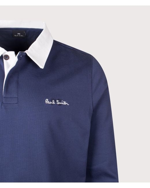 Paul Smith Blue Casual Fit Ps Logo Rugby Top for men