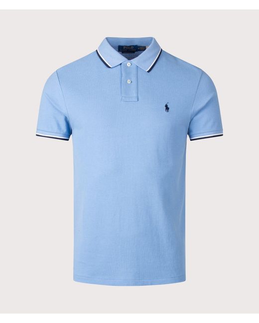 Polo Ralph Lauren Blue Custom Slim Fit Mesh Polo Shirt for men