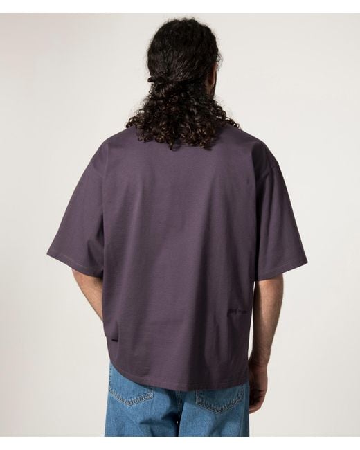 Nanamica Blue Oversized Mock Neck T-Shirt for men