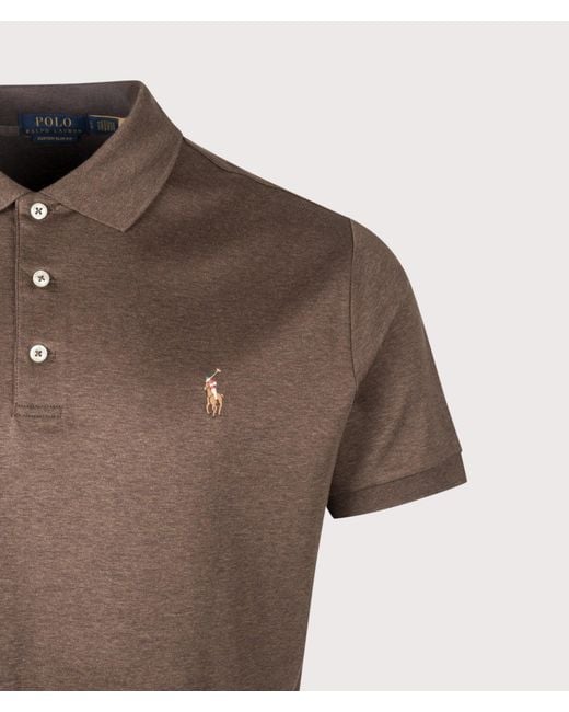 Polo Ralph Lauren Brown Custom Slim Fit Soft Cotton Polo Shirt for men