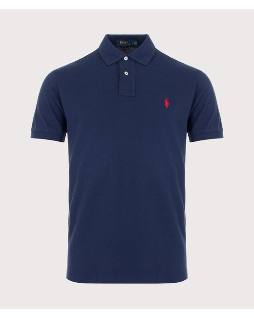 Polo Ralph Lauren Blue Custom Slim Fit Mesh Polo Shirt for men