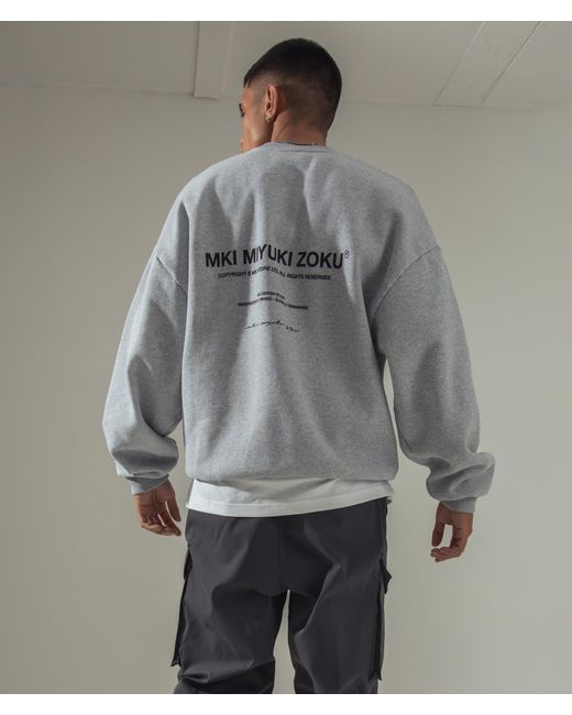 MKI Miyuki-Zoku Gray Oversized Design Studio Crewneck Sweatshirt for men