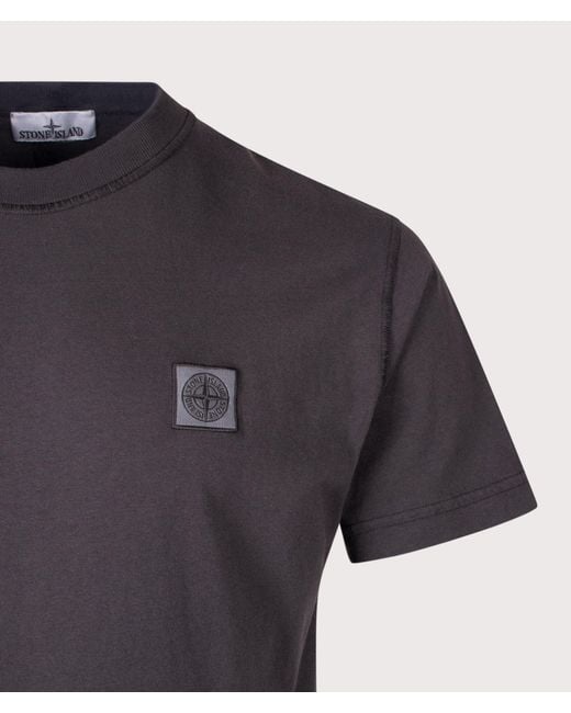 Stone Island Blue Slim Fit Organic Cotton 'Fissato' Effect T-Shirt for men