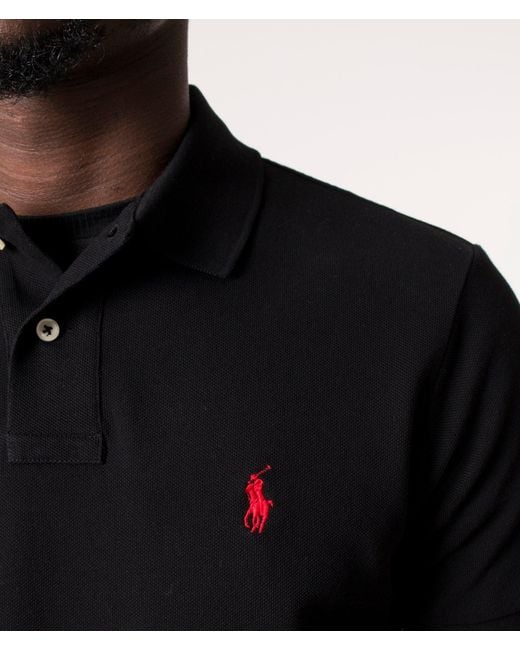 Polo Ralph Lauren Black Custom Slim Fit Mesh Polo Shirt for men