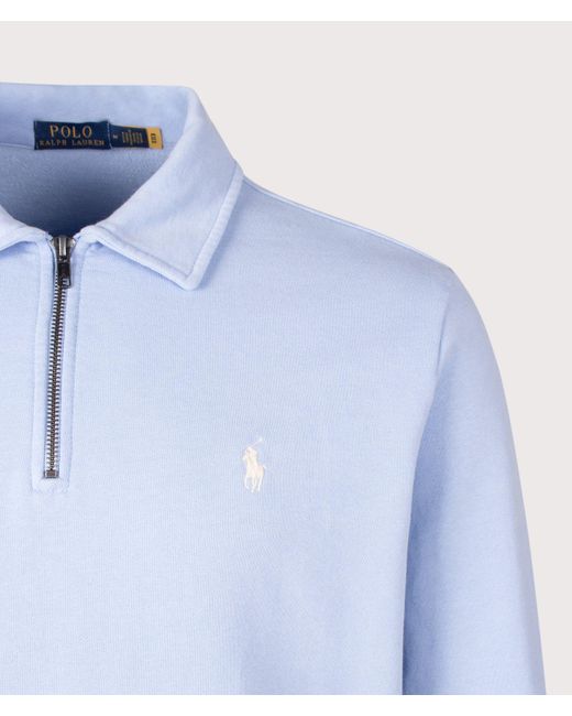Polo Ralph Lauren Blue Loopback Quarter Zip Sweatshirt for men