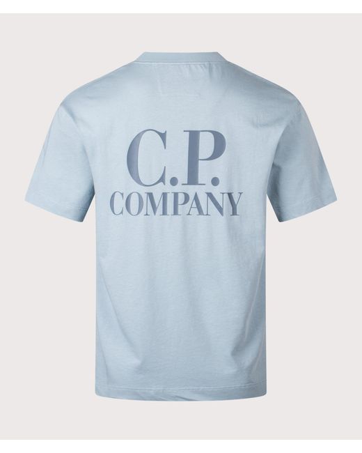 C P Company Blue 30/1 Jersey Short Sleeve Logo T-Shirt for men