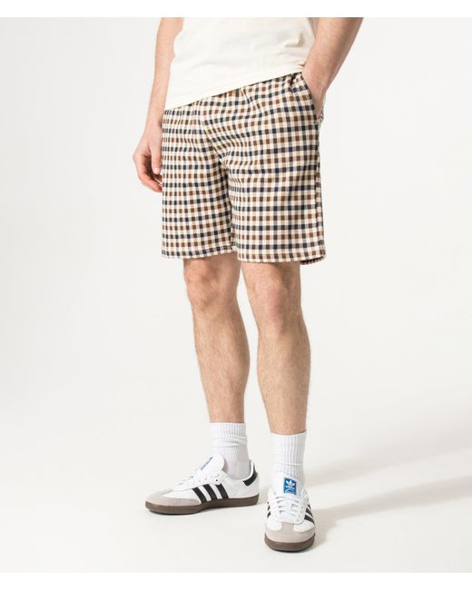 Aquascutum White Club Check Sweat Shorts for men
