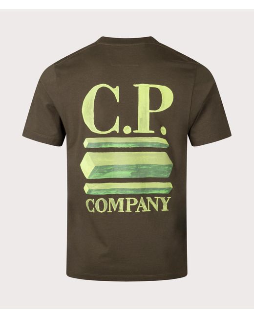 C P Company Green Cube Jersey 30/1 T-Shirt for men