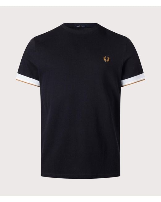 Fred Perry Black Regular Fit Twin Tipped Cuff T-Shirt for men