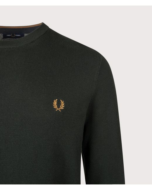 Fred Perry Green Regular Fit Piqué Stitch Jumper for men