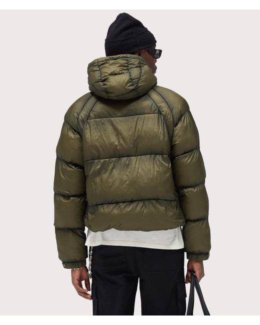 Represent Green Translucent Hooded Puffer Coat for men