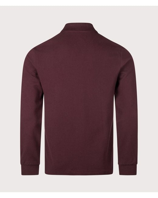 Lacoste Red Classic Fit Long Sleeve Croc Logo Polo Shirt for men