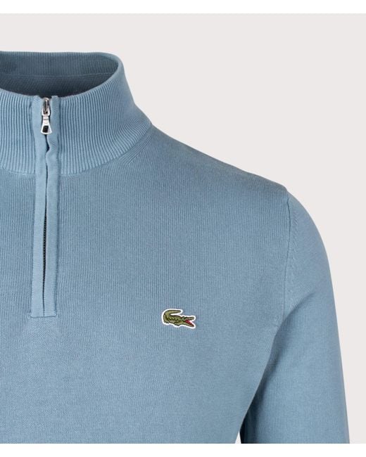 Lacoste Blue Regular Fit Quarter Zip Knit Jumper for men