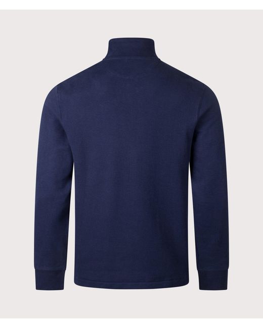 Polo Ralph Lauren Blue Loose Fit Estate-Rib Quarter Zip Knit Jumper for men