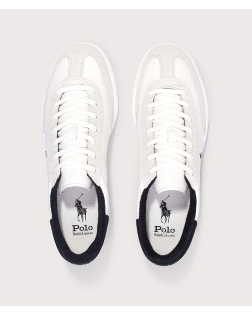Polo Ralph Lauren White Bedford Leather-Suede Sneakers for men