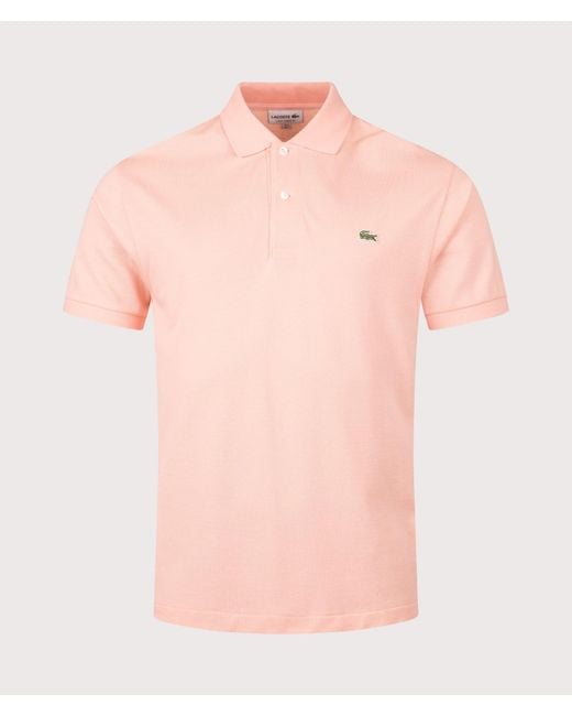 Lacoste Pink Classic Fit L1212 Croc Logo Polo Shirt for men