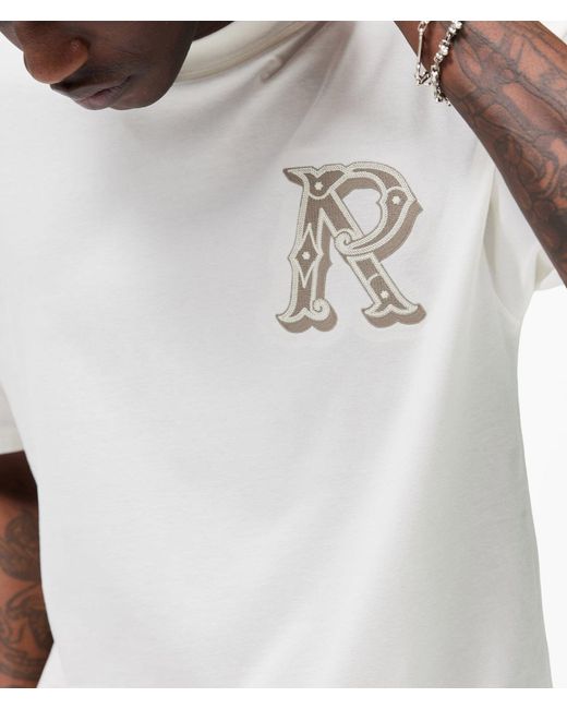 Represent White Oversized Fit Western Initial T-Shirt for men