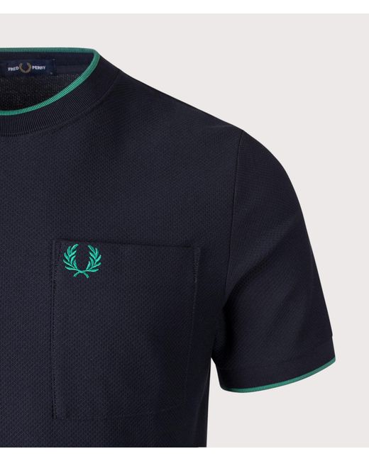 Fred Perry Blue Regular Fit Pocket Detail Piqué T-Shirt for men
