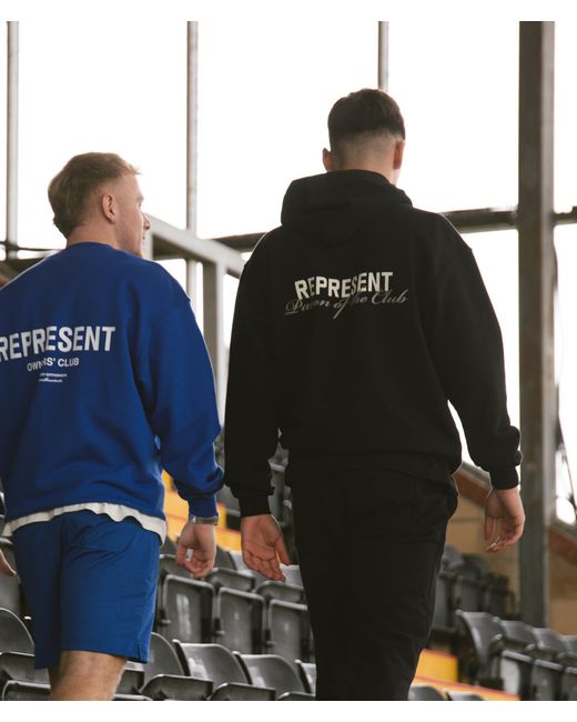 Represent Black Oversized Patron Of The Club Hoodie for men