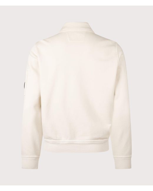 C P Company Natural Diagonal Fleece Zip Lens Sweatshirt for men