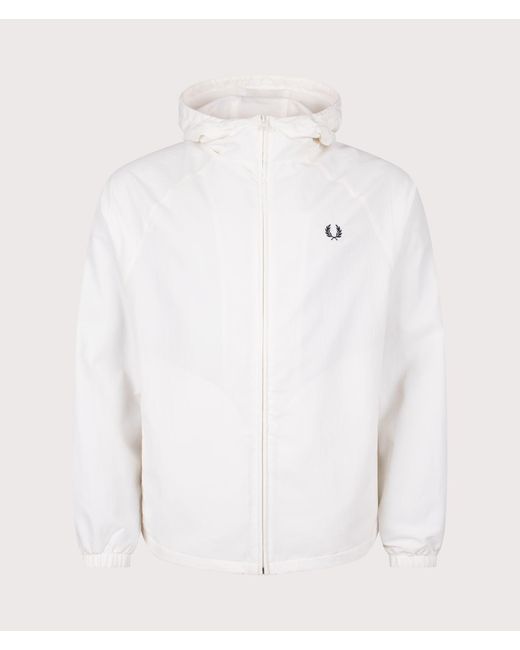 Fred Perry White Hooded Shell Jacket for men