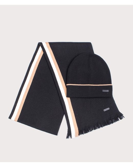 Boss Black Beanie And Scarf Set for men