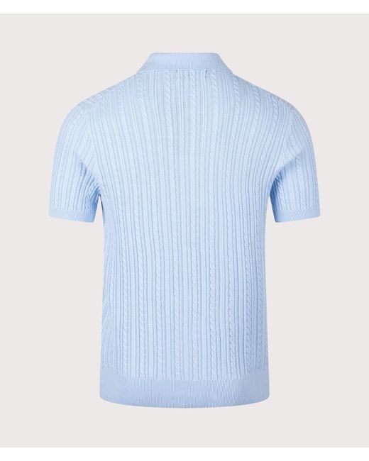 Polo Ralph Lauren Blue Regular Fit Cable Knit Polo Shirt for men