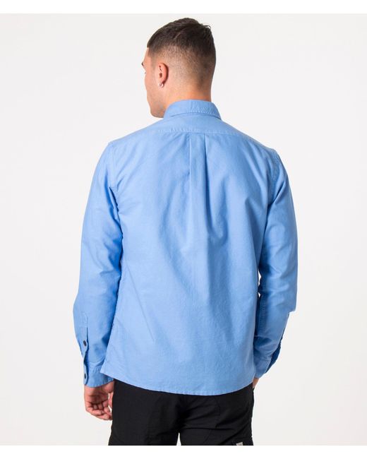Polo Ralph Lauren Blue Classic Fit Zip Through Oxford Sport Overshirt for men