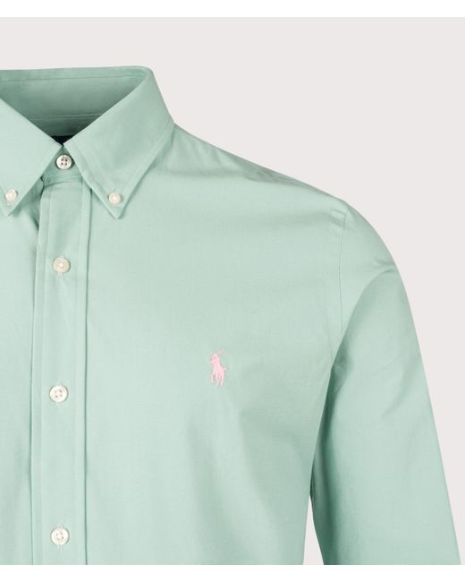Polo Ralph Lauren Green Custom Fit Stretch Poplin Shirt for men