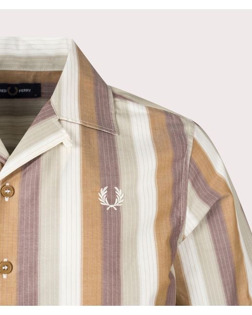 Fred Perry Natural Ombre Stripe Revere Collar Shirt for men