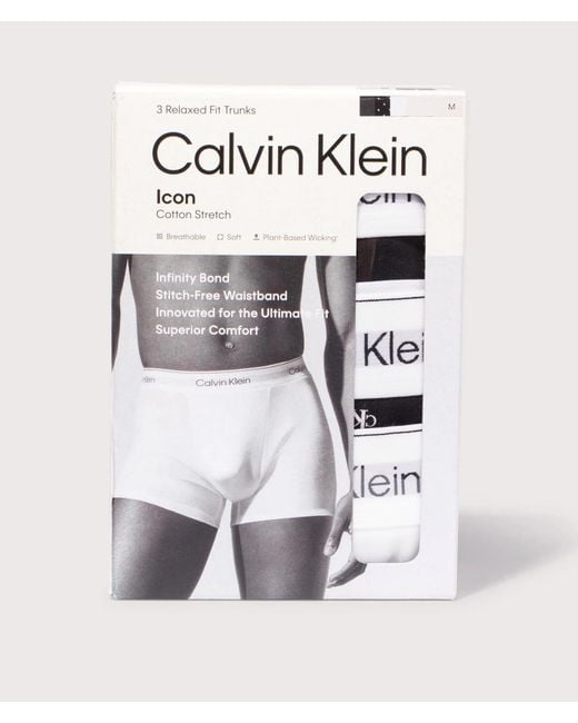 Calvin Klein White 3 Pack Relaxed Fit Trunks for men