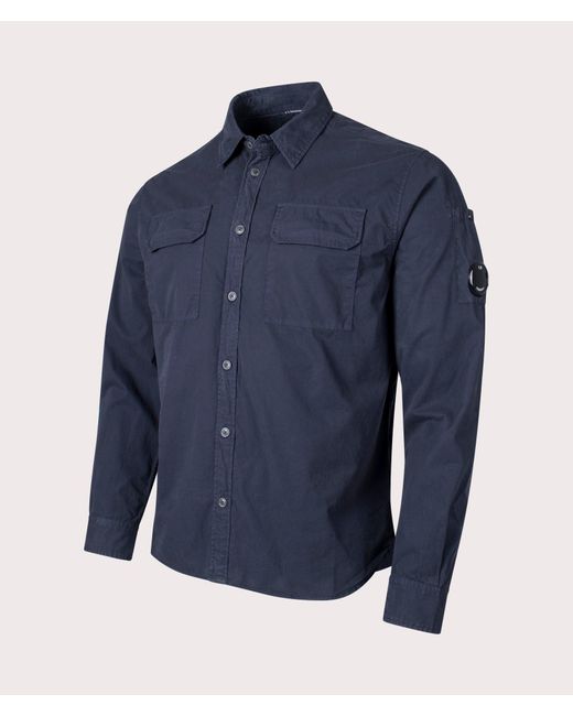 C P Company Blue Gabardine Pocket Shirt for men