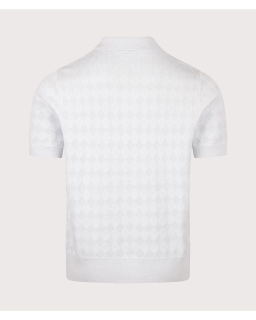Fred Perry White Regular Fit Pointelle Knitted Polo Shirt for men