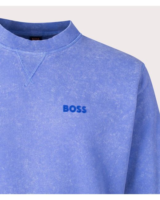 Boss Blue Relaxed Fit We Logo Raw Sweatshirt for men